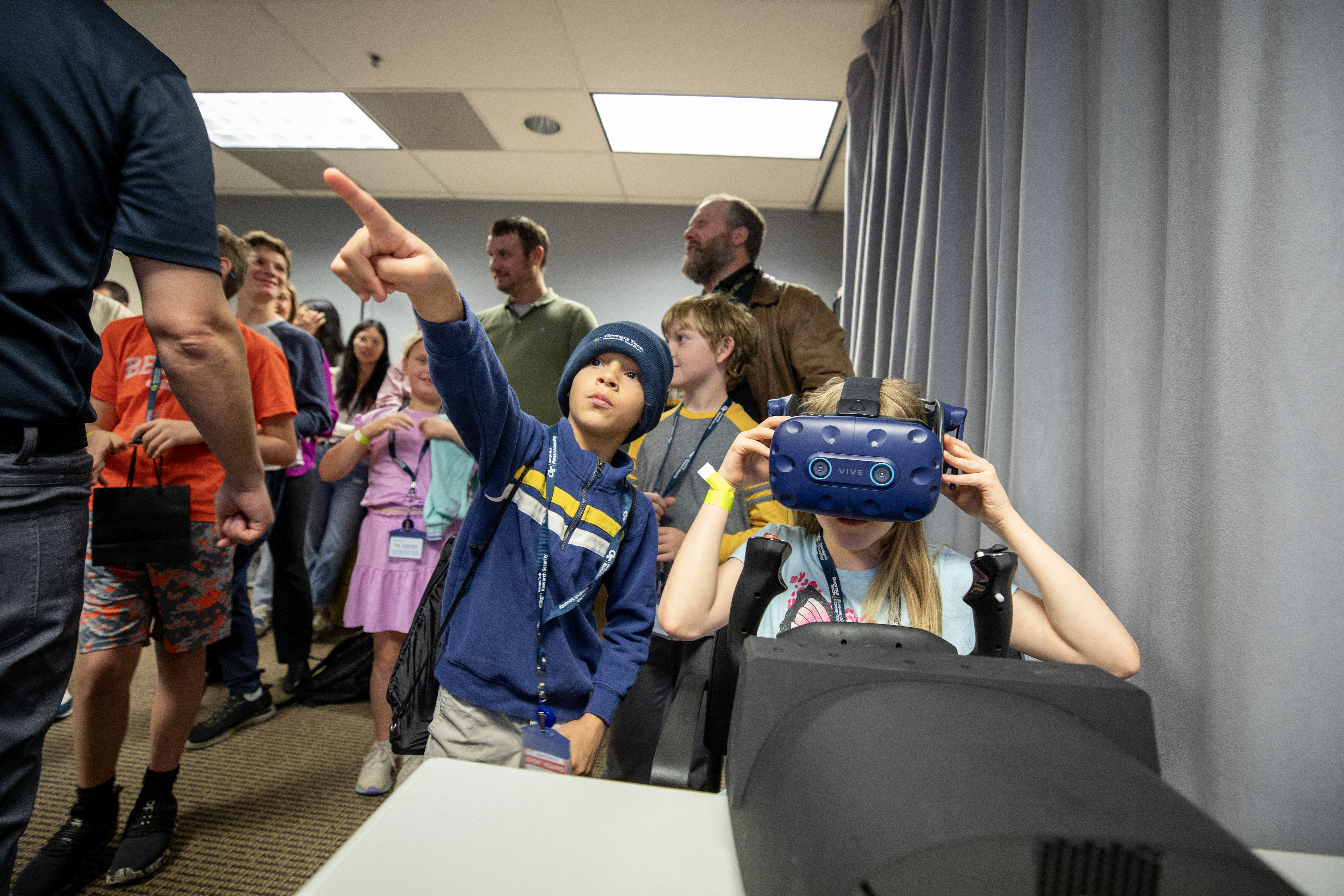 students using VR headset