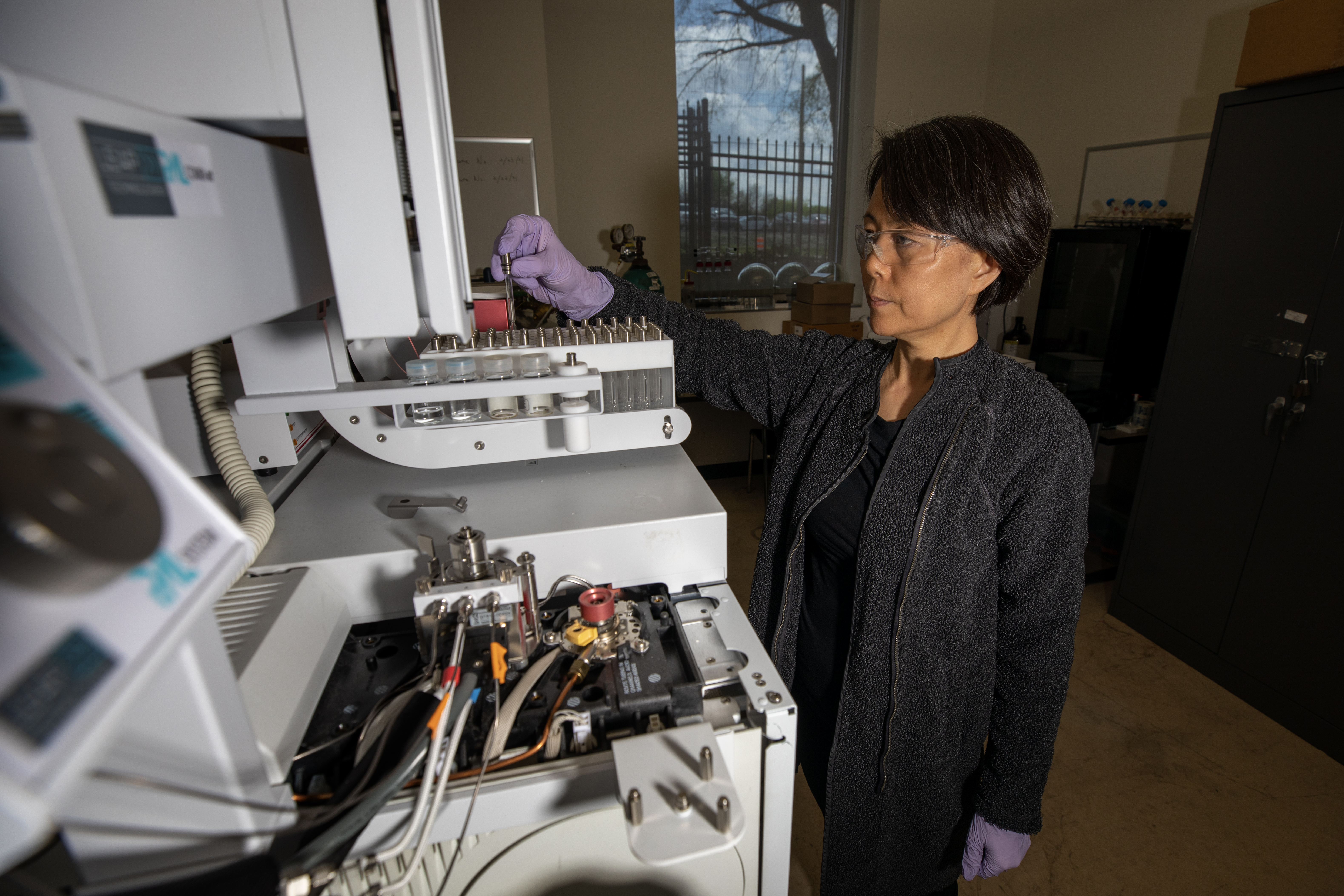 A photo of a GTRI researcher completing research on a project. 