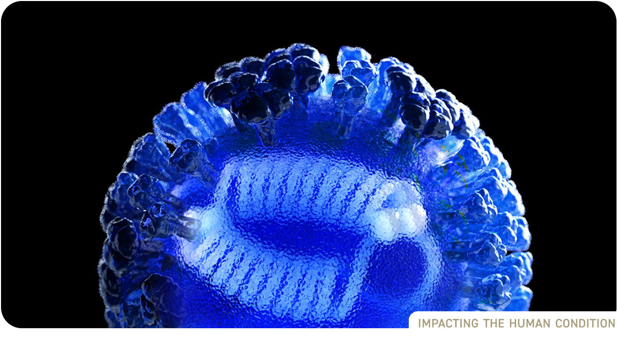 Microscopic view of influenza cell