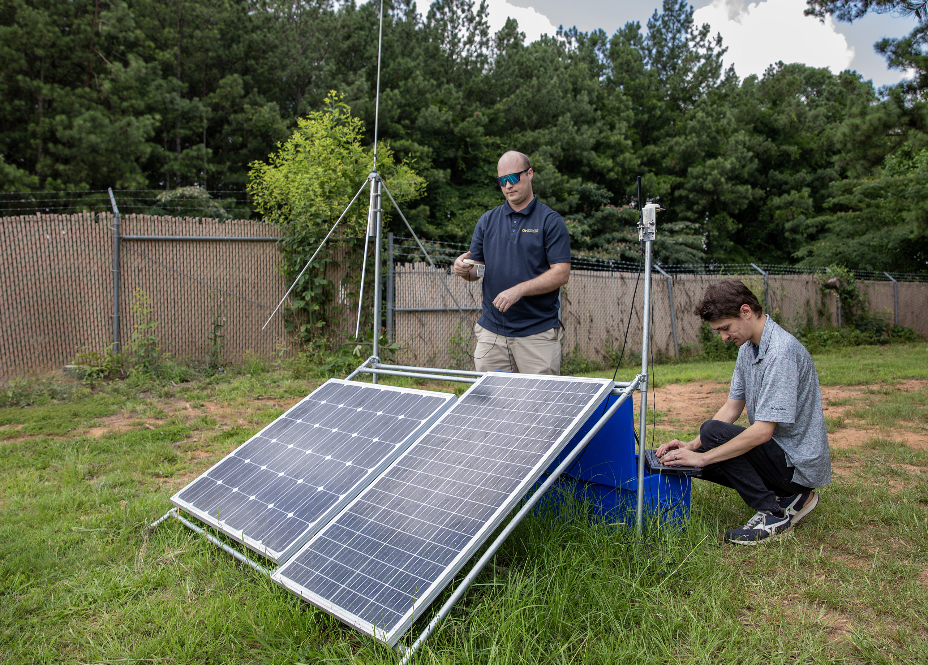 Researchers set up a lightning mapping array.