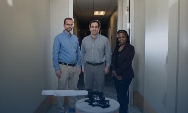 Georgia Tech researchers shown with their “Rescue Robot.”