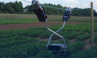 Tarzan Robot Swings on Cables to Monitor Crops in the Field GTRI