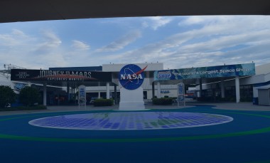 An artist’s rendering shows the 40,000 square foot lighted footpath that will demonstrate applications of piezoelectricity at the NASA Kennedy Space Center’s Visitor Complex at Cape Canaveral. (Credit: Francisco Valdes, Georgia Tech)