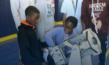 Floyd Middle School team makes adjustments to their launcher