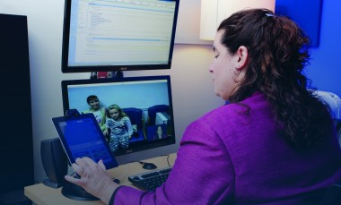 doctor using the telemedicine system at Marcus Autism Center