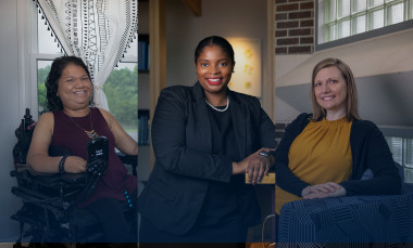 Three Georgia Tech employees (left to right: Liz Persaud, Brittney Odio, and Liz Weldon) share their stories and discuss how society can be made more accessible for all.