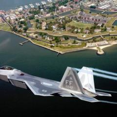 fighter jet flying over Hampton Roads