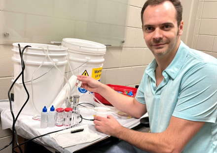 Robert Harris with his UV water disinfection research.