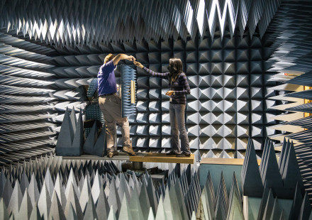 Array panel tested in GTRI anechoic chamber