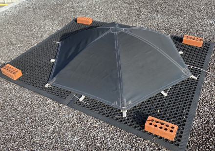 Tent used to shield infrasound sensor