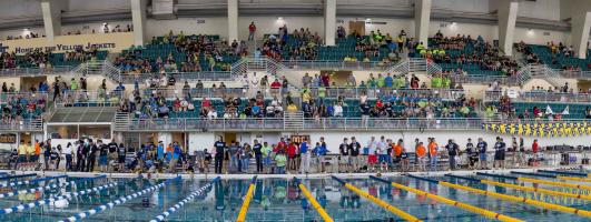 Large crowd at aquatic center