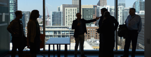 silhouttes in an office building