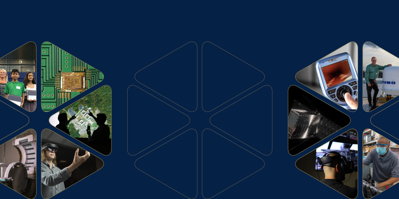 Listing of all stories in the 2022 Annual Report, and a hexagon with several images of projects