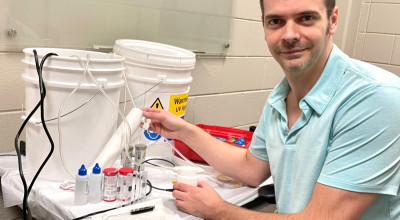 Robert Harris with his UV water disinfection research.