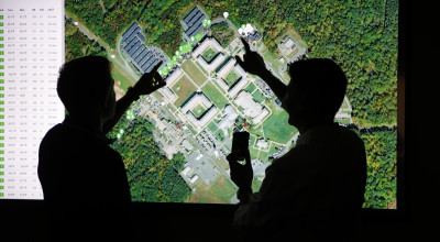 A photo showing two GTRI researchers (Credit: Christopher Moore, GTRI).