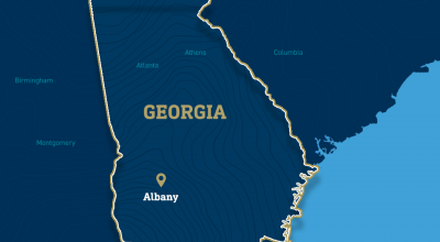 Map showing location of Albany in Georgia