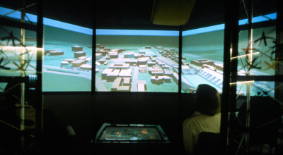 This seven foot tall videodisc system was cutting-edge technology in the 1990s.