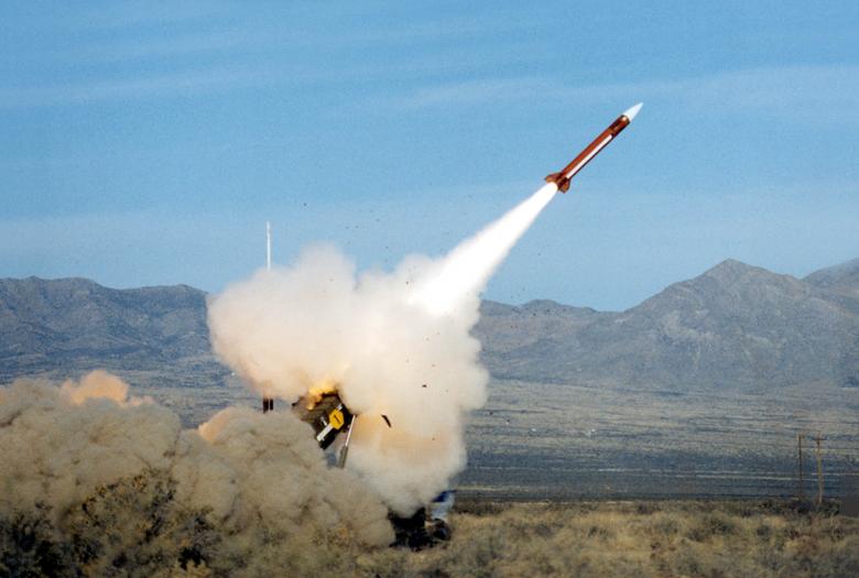 Missile launching into the air